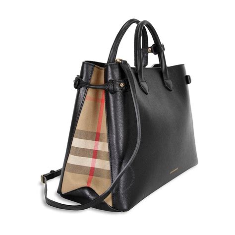 burberry black label tote|burberry tote bag black leather.